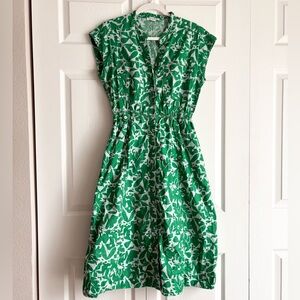 Free Assembly Chic Green Patterned Midi Dress Size Small Best for Spring Summer
